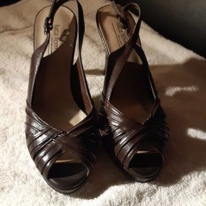 Luca Ferri collection peep toe leather slingback high heels size 6, excellent